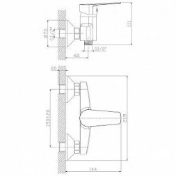 Смеситель для душа Rossinka S35-41 одноручн. (35мм), хром