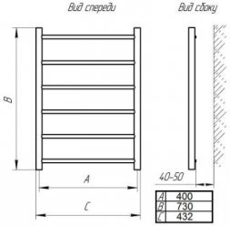 Полотенцесушитель водяной ТЕРА Виктория 400х800  (ПСБ-07-04) без комплект.