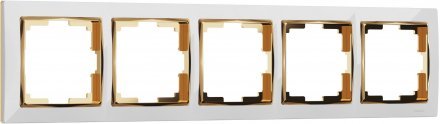 Рамка на 5 постов (белый/золото) W0051933 Werkel